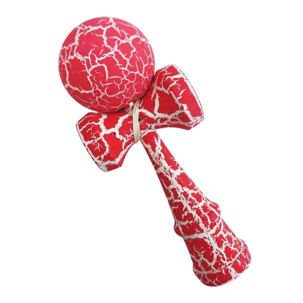 Kendama profesională Cracked Edition – roz cu crăpături albe, 18 cm